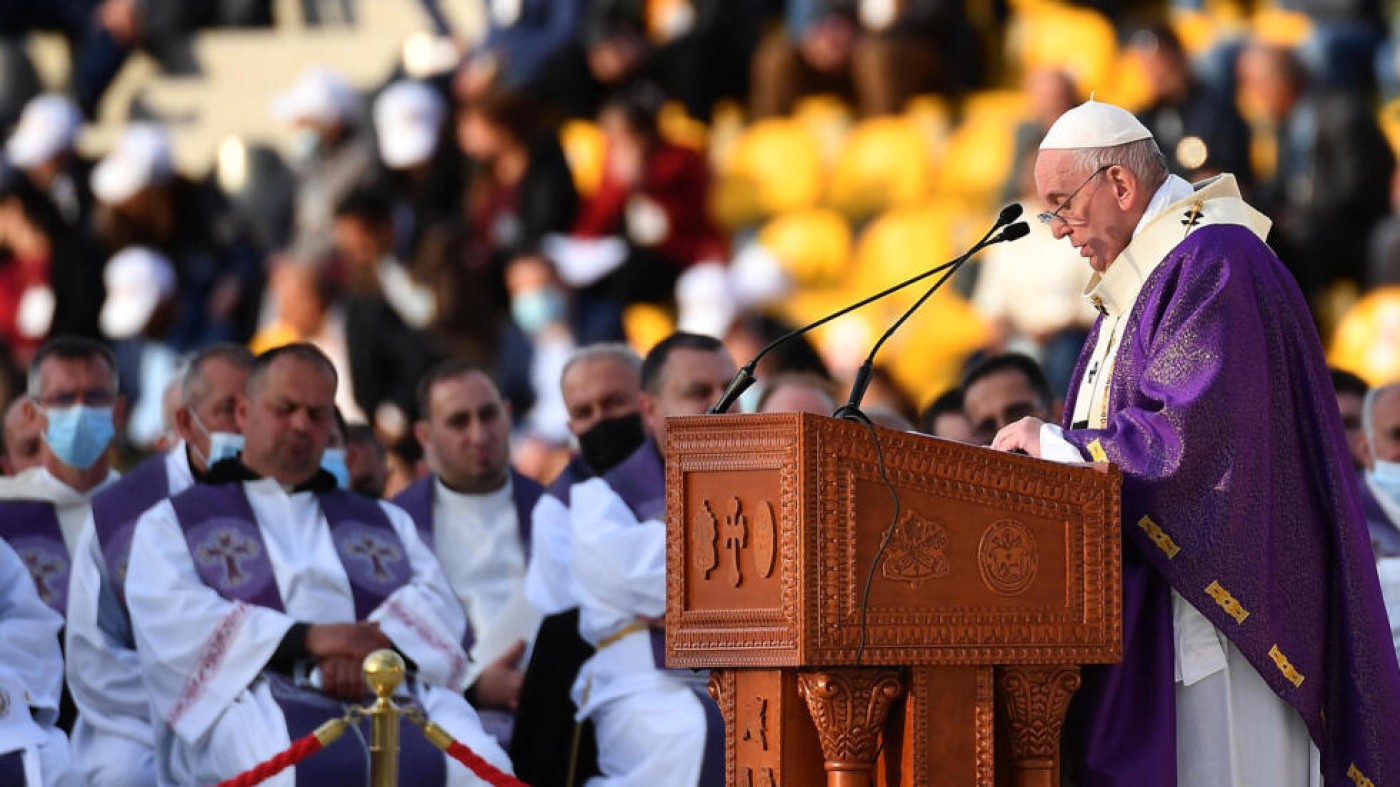 Image of Pope Francis prays for victims of Iranian strike on Iraqi Kurdistan