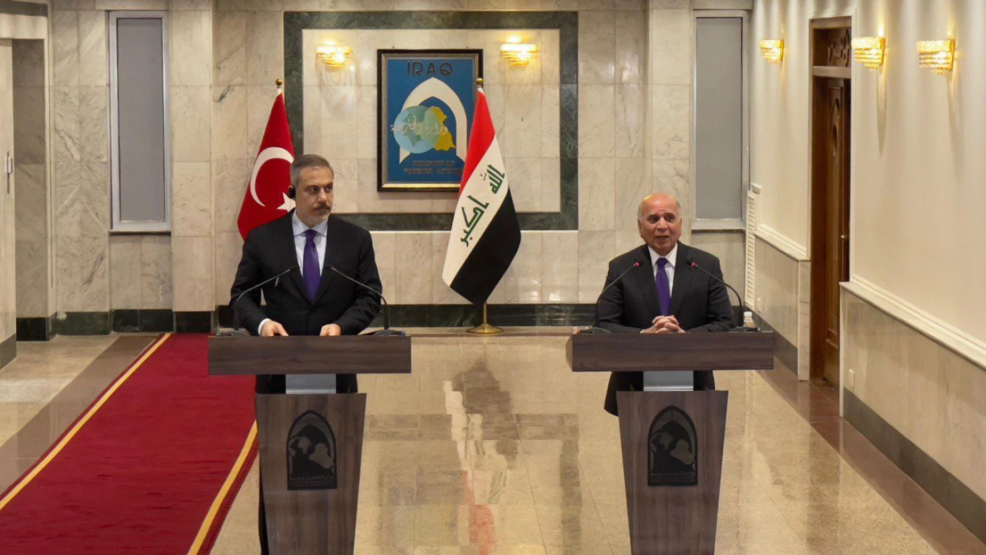 Image of Turkish FM Fidan, Iraqi counterpart Hussein discuss Syria, terror