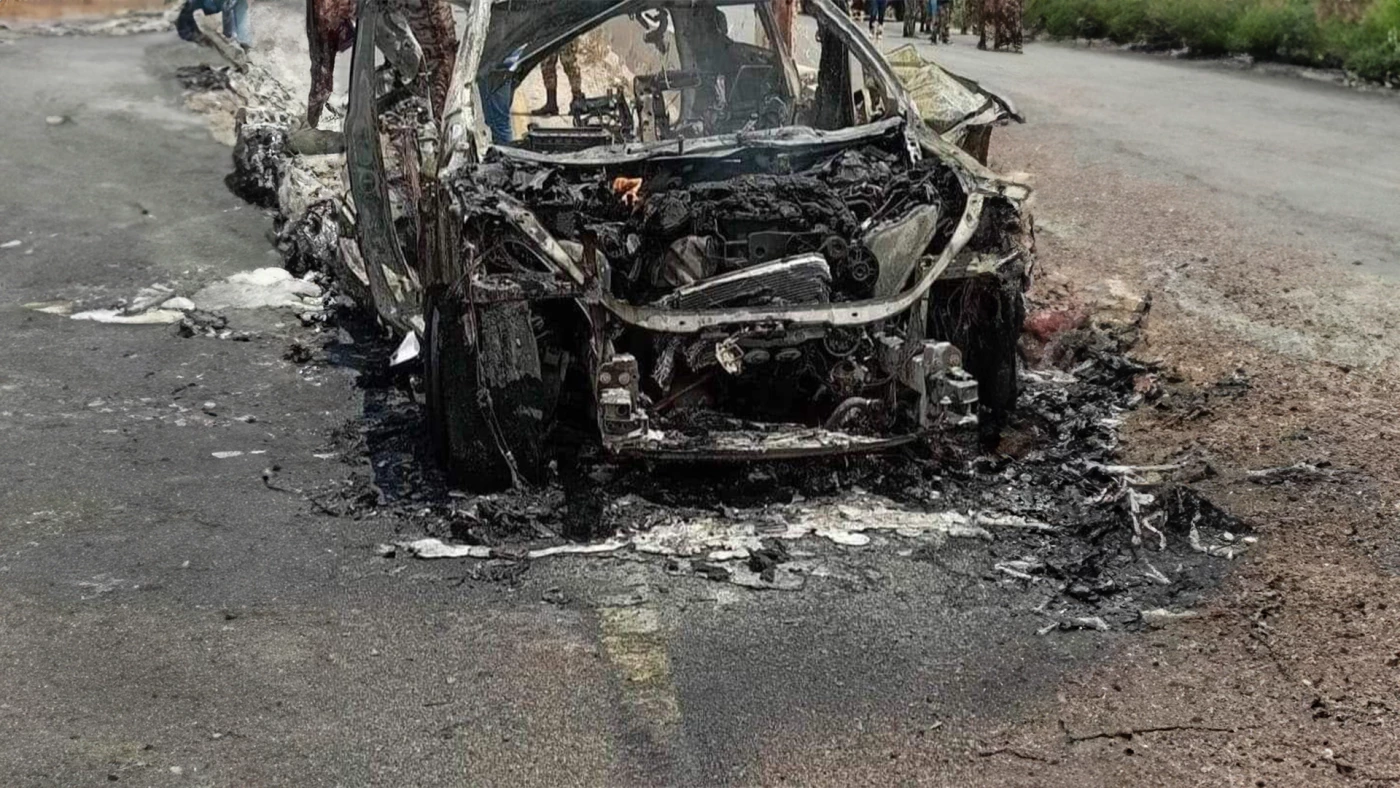 Image of Alleged Israeli drone targets car in Damascus