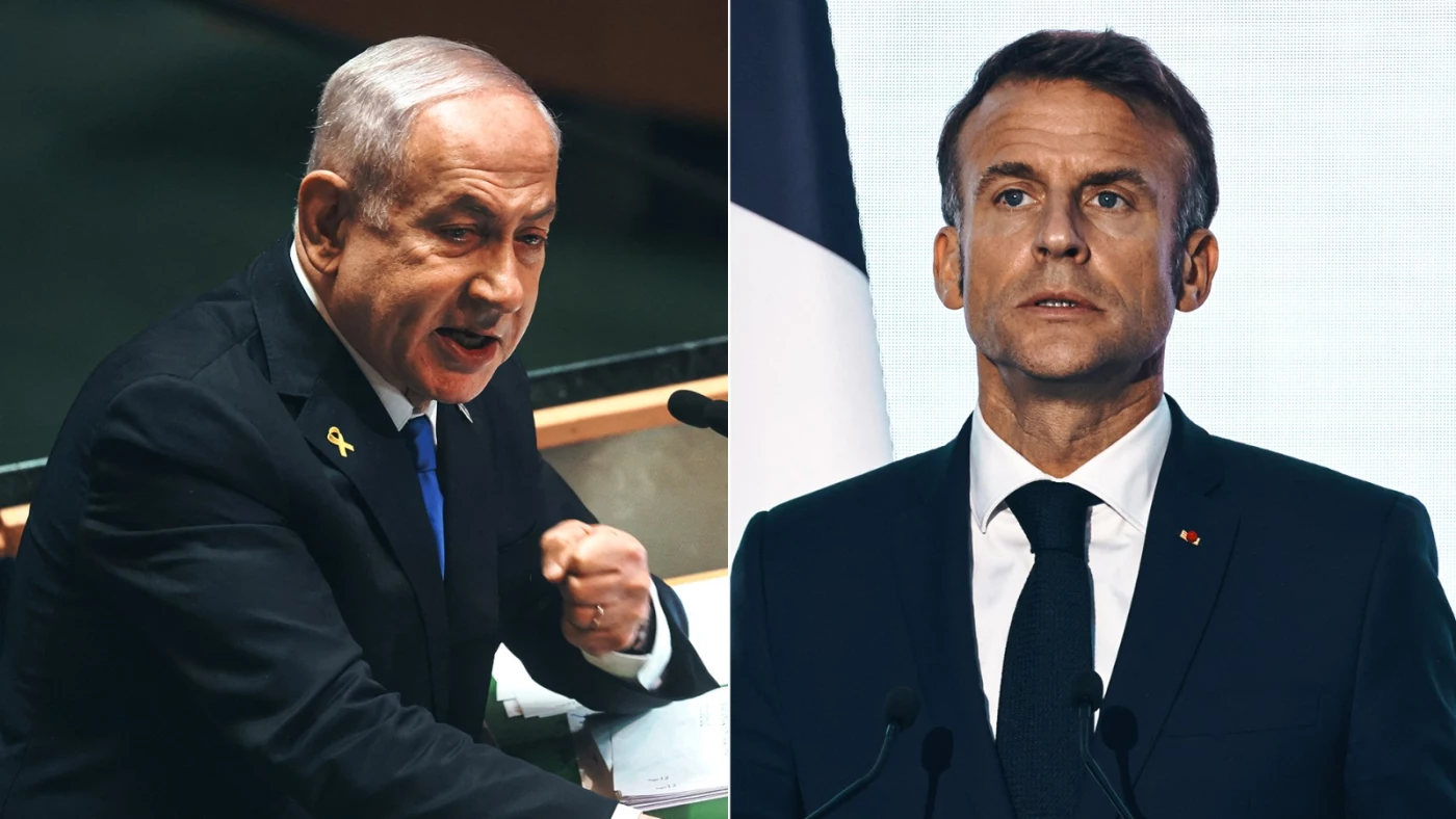 Image of ‘What a disgrace,’ says Netanyahu after Macron urges halt to arms delivery