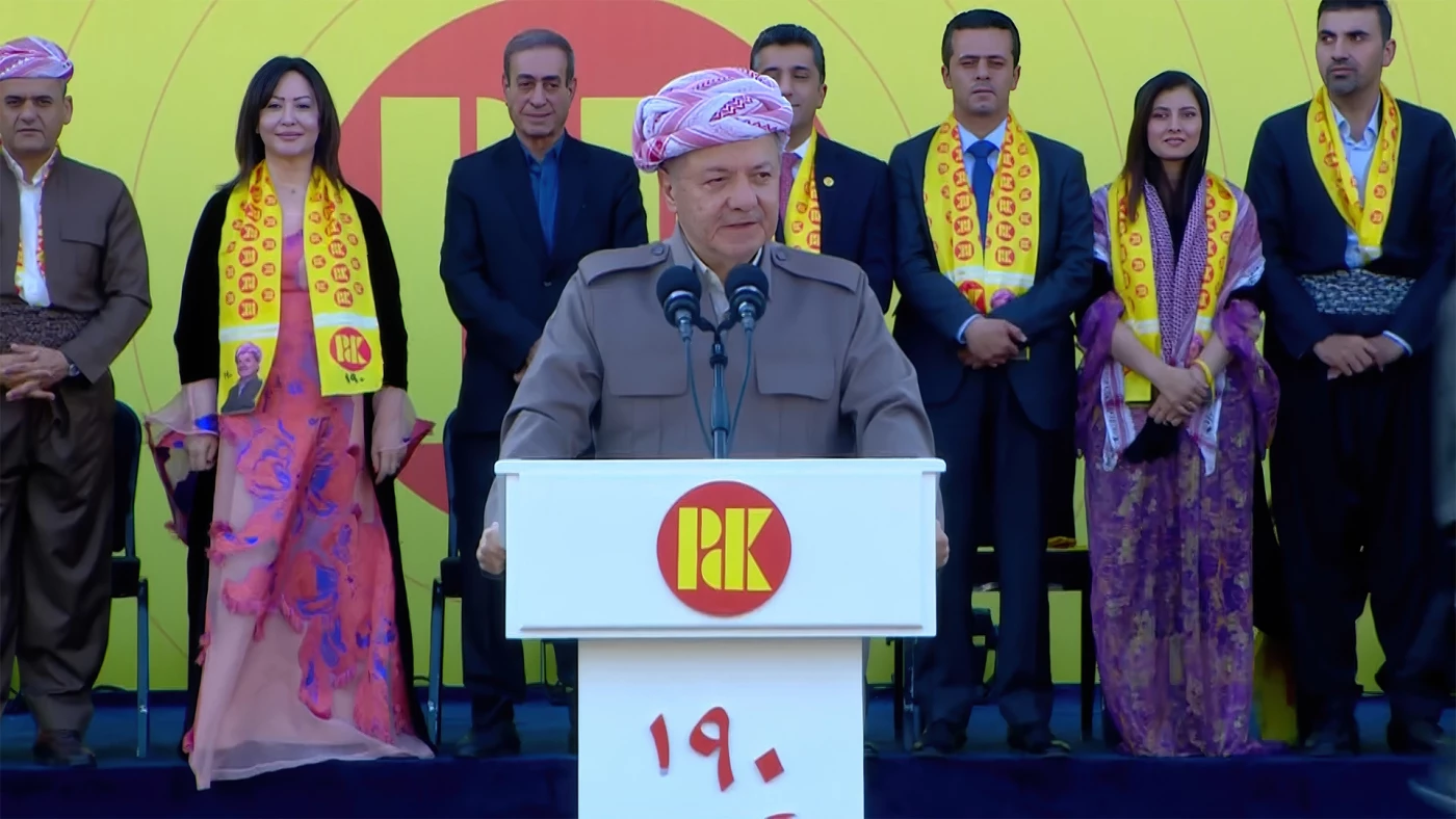 KDP President Barzani talks Kurdistan elections, regional conflicts at largest rally in Erbil